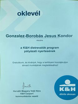 A nyertes oklevél.